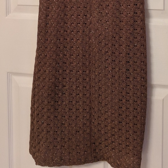 Jones NY Crochet Dress Size 2 Taupe Metallic - Picture 7 of 8